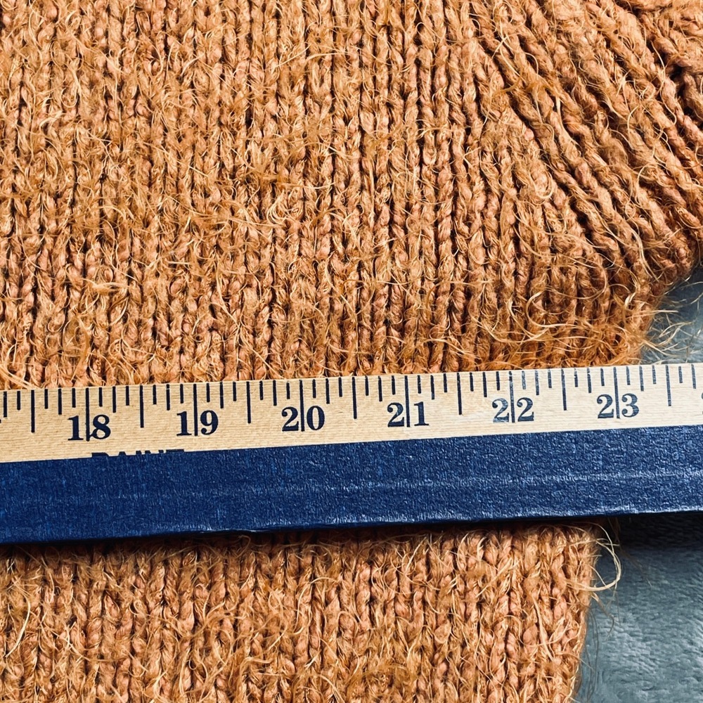 Free People Nevermind Sm Orange Shaggy Knit Button Front Sweater Oversized READ - Picture 6 of 16